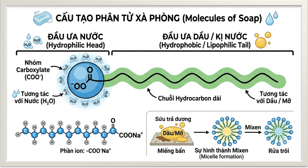 Cấu tạo phân tử xà phòng
