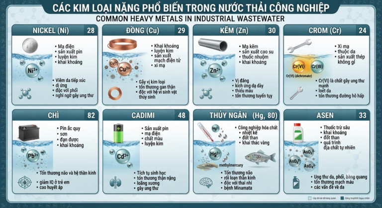 Các kim loại nặng thường gặp trong nước thải công nghiệp