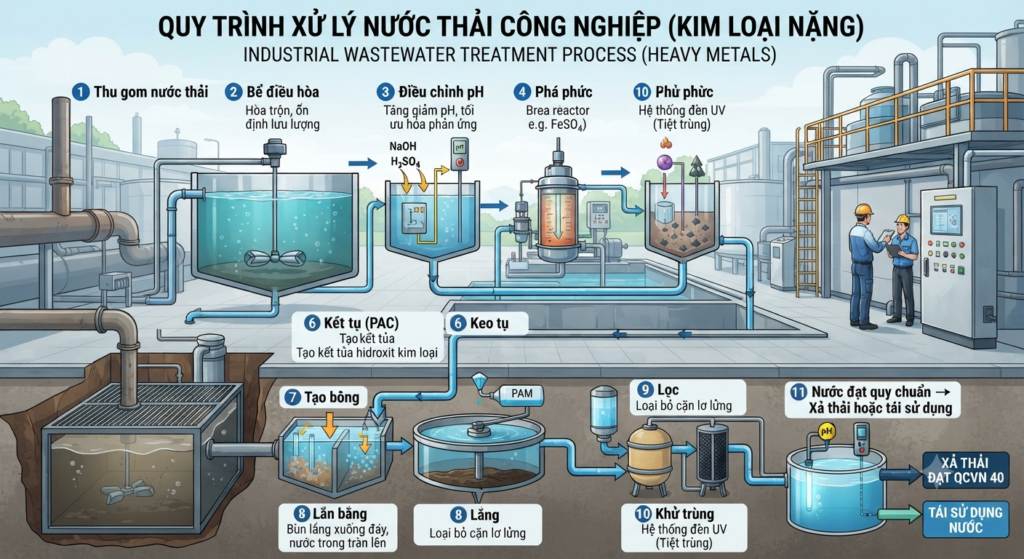 Quy trình xử lý nước thải kim loại nặng