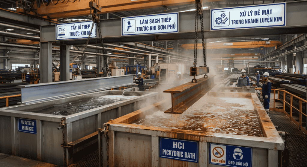 HCl trong tẩy gỉ công nghiệp