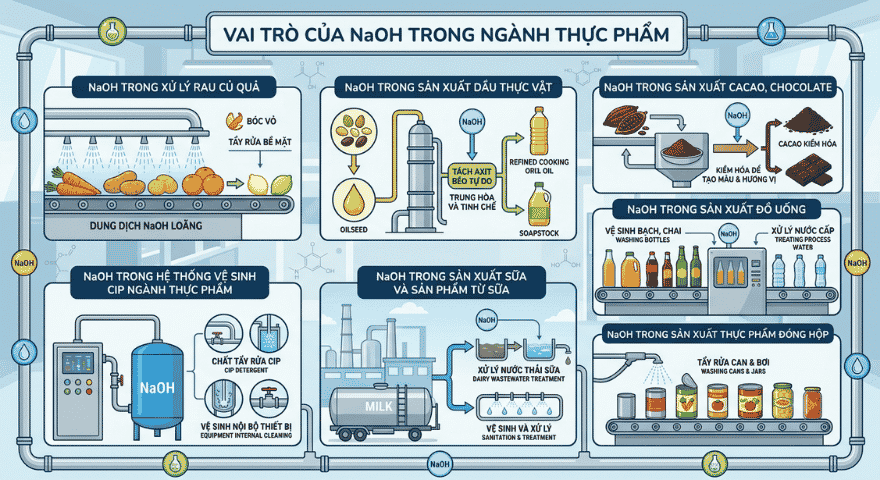 VAI TRÒ CỦA NAOH TRONG NGÀNH THỰC PHẨM