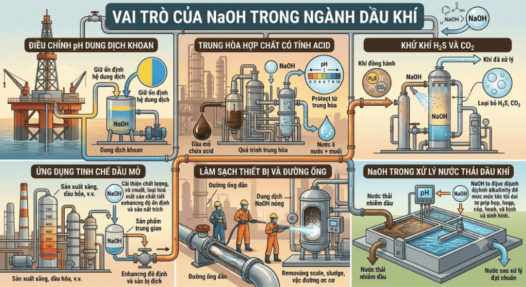 Vai trò của NaOH trong ngành dầu khí