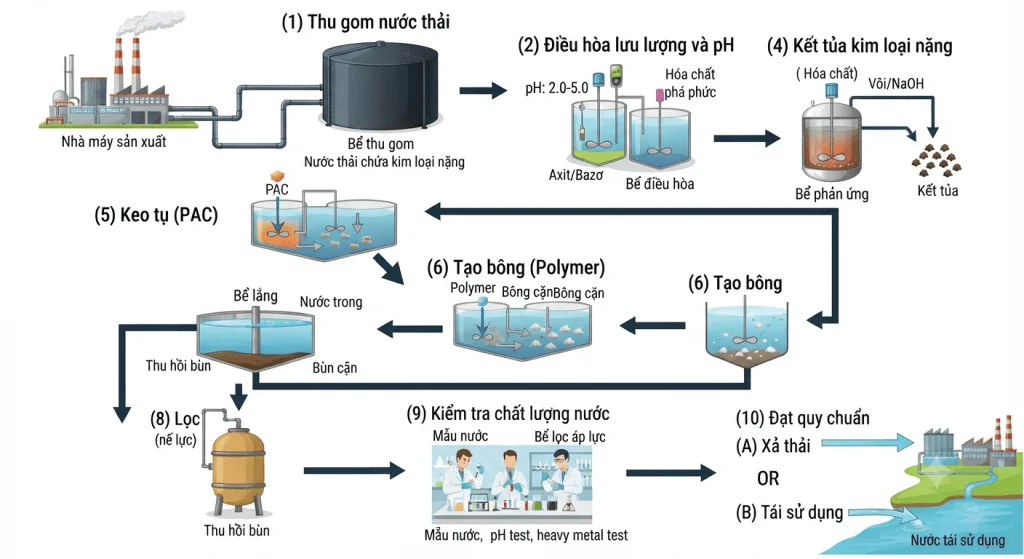 Quy trình xử lý nước thải kim loại nặng 
