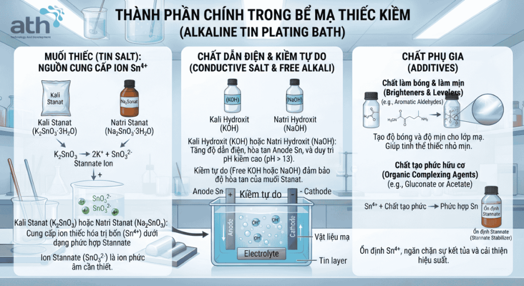 Thành phần chính trong bể mạ thiếc kiềm 